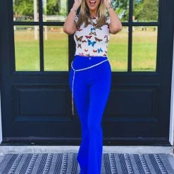Gypsy Waltz Ropesville Bell Bottoms In Royal Blue
