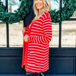 Zenana Clothing The Johnson City Cardigan In Red