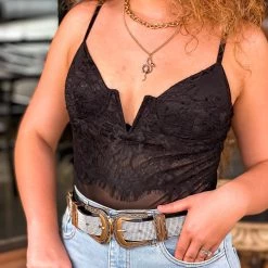 Gypsy Waltz Mason Lace Body Suit In Black