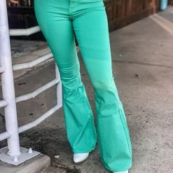 Gypsy Waltz Clothing Ropesville Bell Bottoms In Turquoise