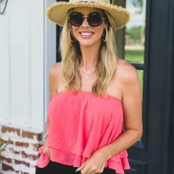 Apple Tree Apparel The Waco Topp In Coral Clearance