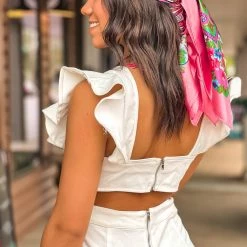 Gypsy Waltz Clothing Caddo Mills Denim Jumpsuit In White