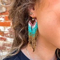 Gypsy Waltz Reklaw Beaded Earrings New