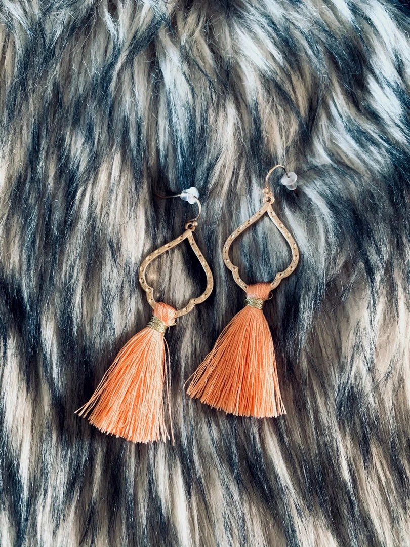 Gypsy Waltz Rio Vista Fringe Earrings In Peach 4 Gypsy Waltz Rio Vista Fringe Earrings In Peach