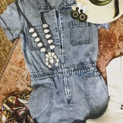 Gypsy Waltz Fifth Street Denim Romper Clothing