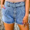 Gypsy Waltz Alpine Belted Denim Shorts