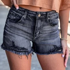 Petra153 Clothing Tyler Distressed Black Shorts
