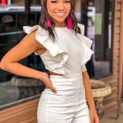 Gypsy Waltz Clothing Caddo Mills Denim Jumpsuit In White