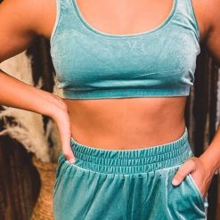 Better Be Special Daily Deals SCREENBUSTER Velvet Crop Bralette In Teal