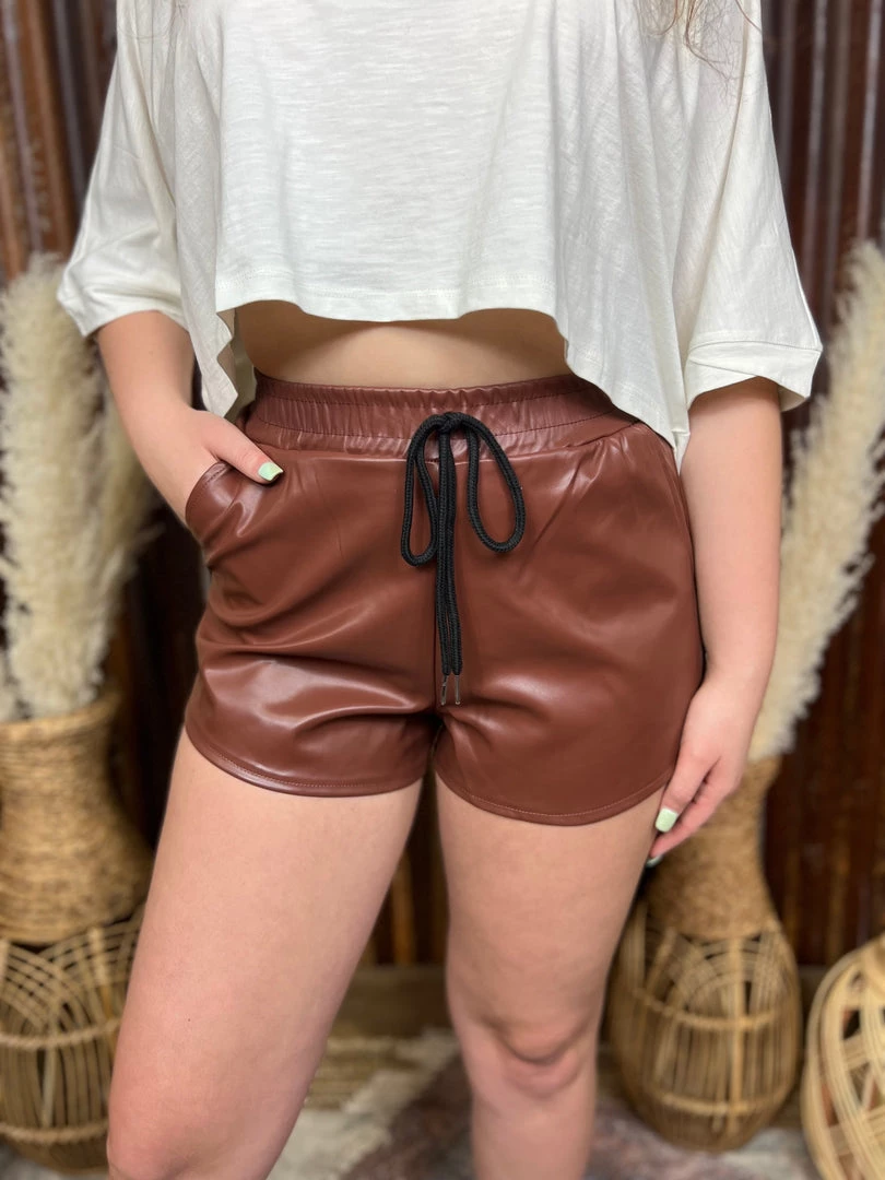 Gypsy Waltz Robinson Leather Shorts In Brown 4 Gypsy Waltz Robinson Leather Shorts In Brown