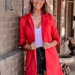 Gypsy Waltz Clothing Ferris Red Suede Blazer