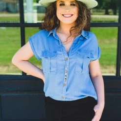 Trend Notes Tuleta Button Down Top Clothing