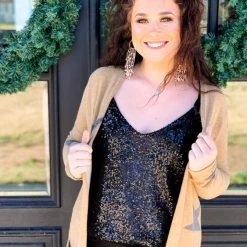 BIBI Clearance The Mercedes Sequin Topp In Black