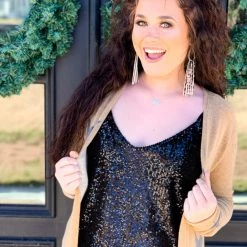 BIBI Clearance The Mercedes Sequin Topp In Black