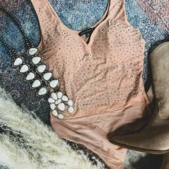 Gypsy Waltz Electra Rhinestone Body Suit In Nude