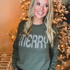 Albama Threads Wholesale Special Daily Deals DAILY DEAL Olive Long Sleeve MERRY Tee (S-2X) 10 Albama Threads Wholesale Special Daily Deals DAILY DEAL Olive Long Sleeve MERRY Tee (S-2X)