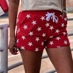 Gypsy Waltz Rotan Star Lounge Shorts In Red Clothing