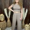 Gypsy Waltz Clothing Huntsville Two Piece Set In Taupe
