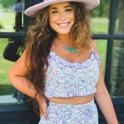 Gypsy Waltz Garland Two Piece Set In Lavender