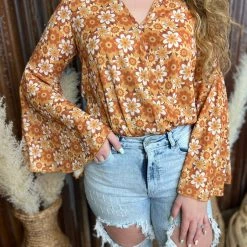 Gypsy Waltz Lorena Boho Floral Body Suit Tops