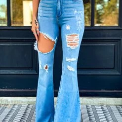 GJG Clothing The Daisetta Bell Bottoms In Light Wash