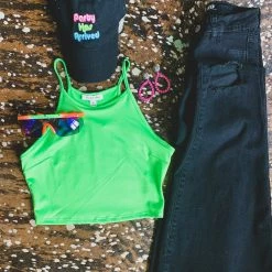 Timing DAILY DEAL Crop Top In Neon Green