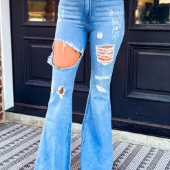 GJG Clothing The Daisetta Bell Bottoms In Light Wash