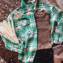 AKAIV Clothing The Mansfield Flannel Shacket In Green