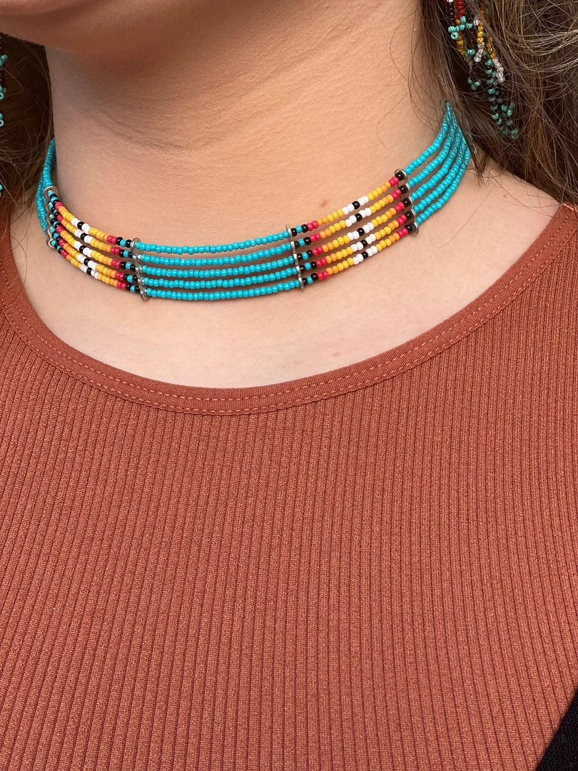 Gypsy Waltz Jewelry Pittsburg Beaded Choker In Turquoise 3 Gypsy Waltz Jewelry Pittsburg Beaded Choker In Turquoise