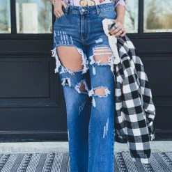 Uniq Inc The Bandera Wide Leg Pant In Dark Wash Clearance