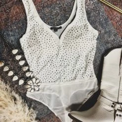 Gypsy Waltz Electra Rhinestone Body Suit In White 9 Gypsy Waltz Electra Rhinestone Body Suit In White