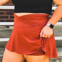 Gypsy Waltz Hallsville Athletic Skirt In Terracotta In Curvy New