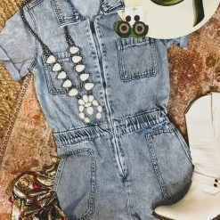 Gypsy Waltz Fifth Street Denim Romper Clothing