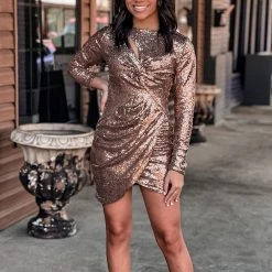 Gypsy Waltz Kirby Rose Gold Sequin Dress Clothing 14 Gypsy Waltz Kirby Rose Gold Sequin Dress Clothing