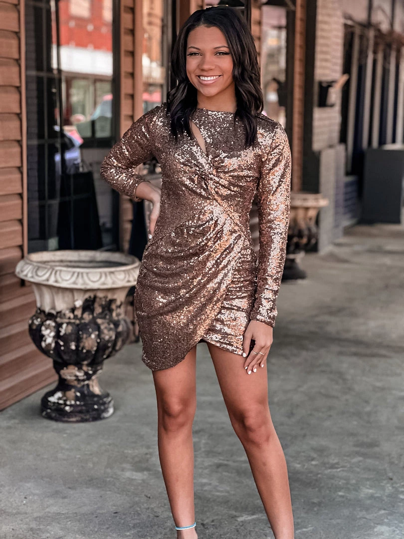 Gypsy Waltz Kirby Rose Gold Sequin Dress Clothing 8 Gypsy Waltz Kirby Rose Gold Sequin Dress Clothing