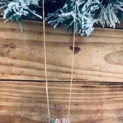 China SCREENBUSTER Gold MAMA Rhinestone Necklace