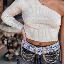 HYFVE Clothing Tyler One Shoulder Top In Khaki