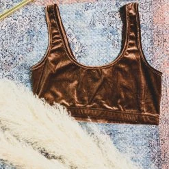 Better Be SCREENBUSTER Velvet Crop Bralette In Brown Special Daily Deals