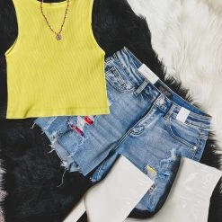 Gypsy Waltz Nevada Crop Top In Lime Clothing