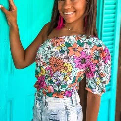 Gypsy Waltz Tops Clear Lake Floral Top
