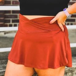 Gypsy Waltz Hallsville Athletic Skirt In Terracotta In Curvy New