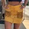 Gypsy Waltz Tuscola Mustard Suede Skirt