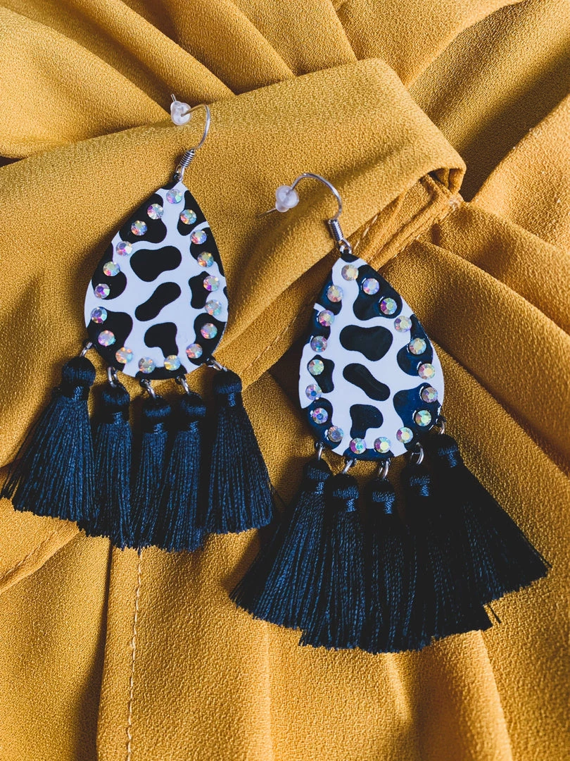 Gypsy Waltz New Jayton Cow Print Earrings 3 Gypsy Waltz New Jayton Cow Print Earrings