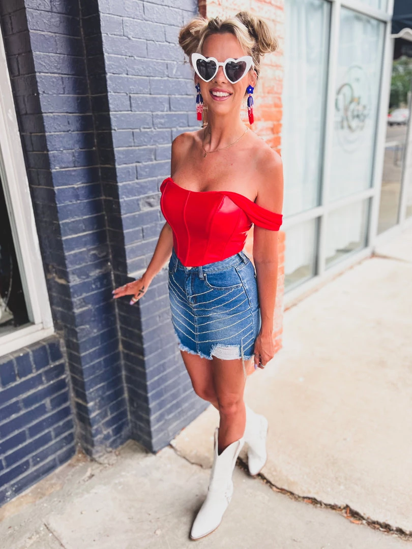 Gypsy Waltz Rankin Leather Top In Red New 11 Gypsy Waltz Rankin Leather Top In Red New