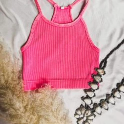 Zenana Clothing Wylie Brami Crop Top In Hot Pink