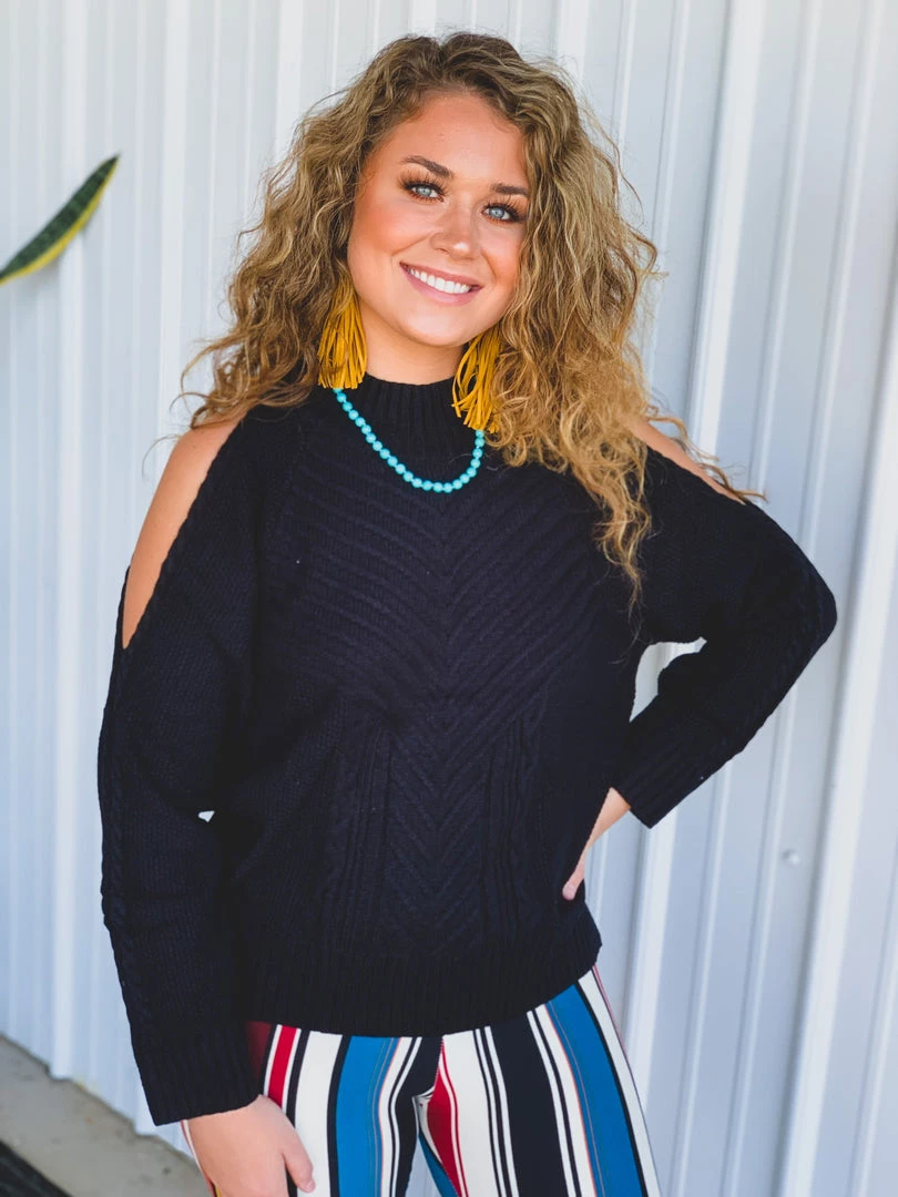 Miss Sparkling Clothing The Tioga Sweater In Black 5 Miss Sparkling Clothing The Tioga Sweater In Black