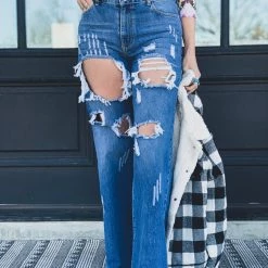 Uniq Inc The Bandera Wide Leg Pant In Dark Wash Clearance