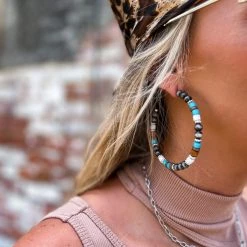 Gypsy Waltz Jewett Hoop Earrings In Turquoise