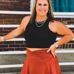 Gypsy Waltz Hallsville Athletic Skirt In Terracotta In Curvy New