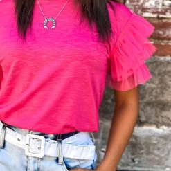 Gypsy Waltz New Jewett Ruffle Sleeve Top In Pink 11 Gypsy Waltz New Jewett Ruffle Sleeve Top In Pink